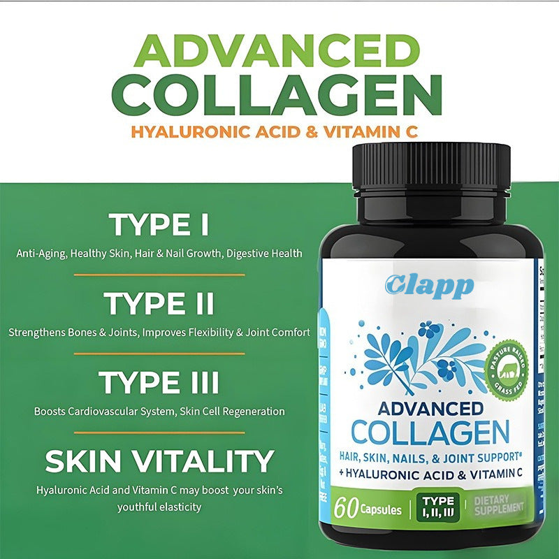 Colágeno con Ácido Hialurónico y Vitamina C · 60 cápsulas